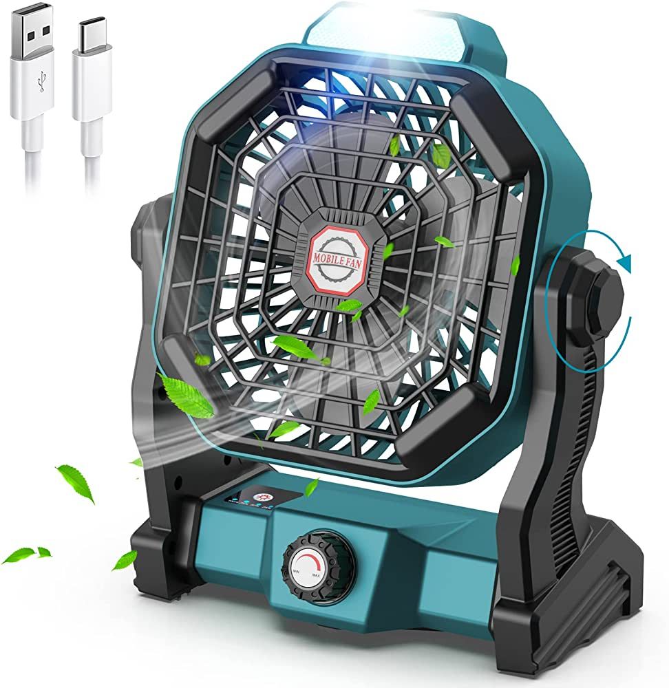 CONBOLA Portable Battery Operated Fan with LED Lantern, 10400mAh Outdoor Small Rechargeable Quiet... | Amazon (US)