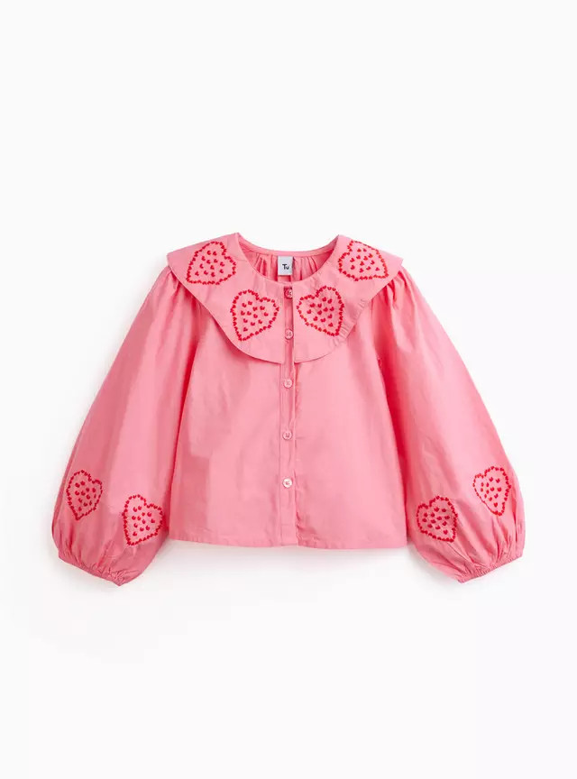 Pink Heart Detail Collar Shirt 12 years | Tu Clothing