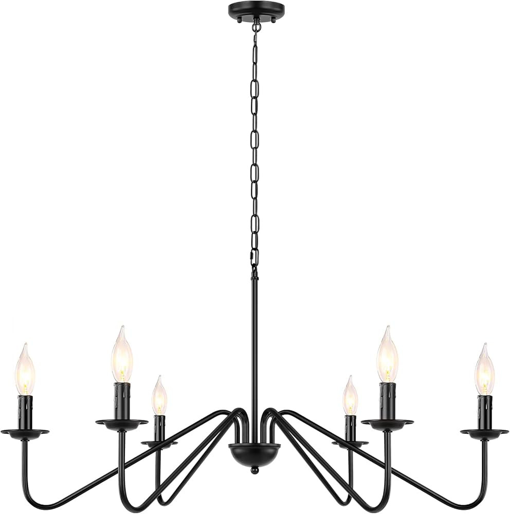 Black Chandelier, 6-Light Candle Hanging Chandelier, Modern Farmhouse Chandeliers for Dining Room... | Amazon (US)
