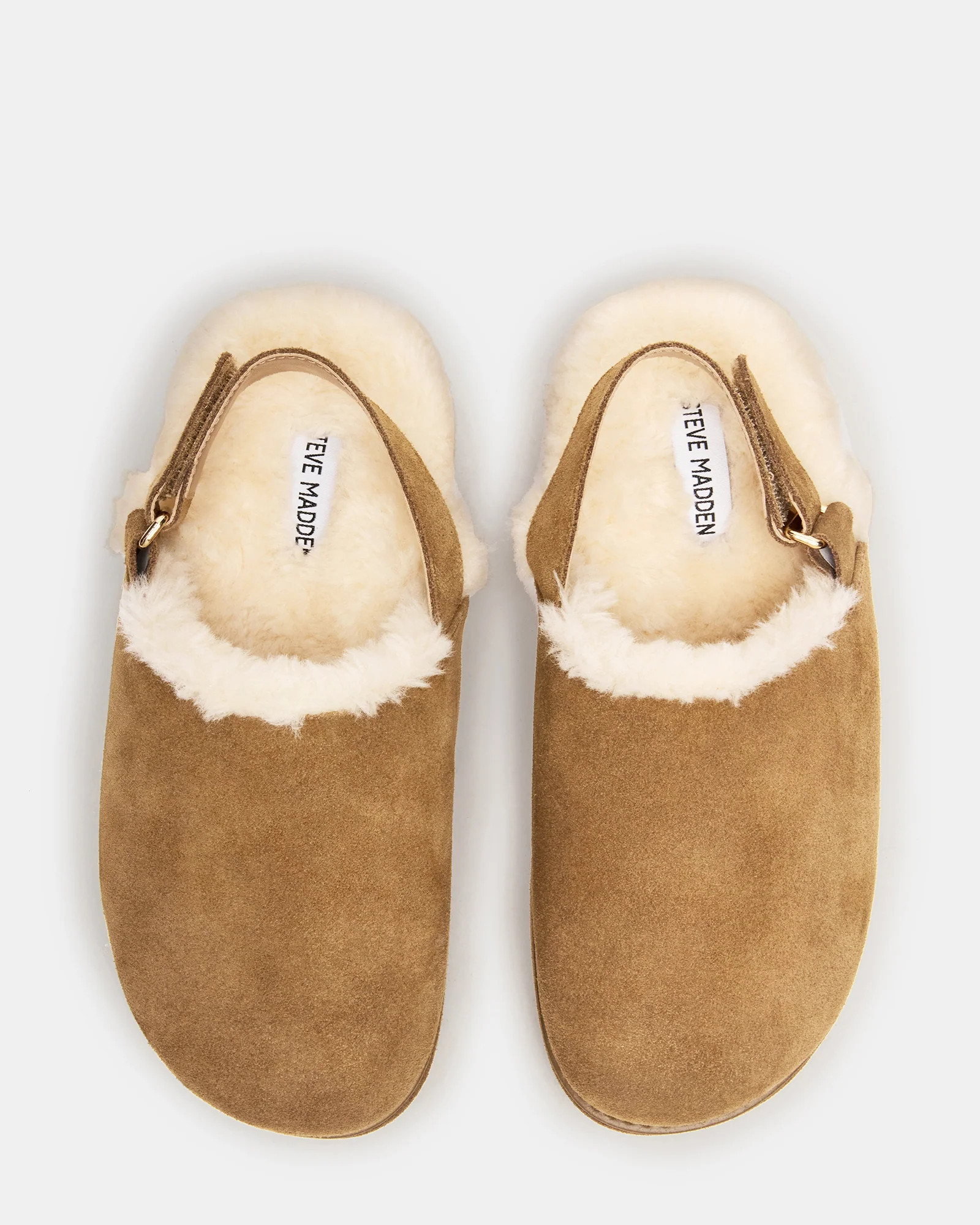 MELLOW Faux Fur Cognac Suede Women's Slingback Platform Clog | Steve Madden (US)