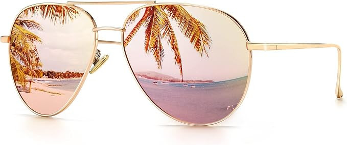 SUNGAIT Oversized Aviator Sunglasses Womens Mirrored Polarized Lens | One-Piece Temple Design, Li... | Amazon (US)