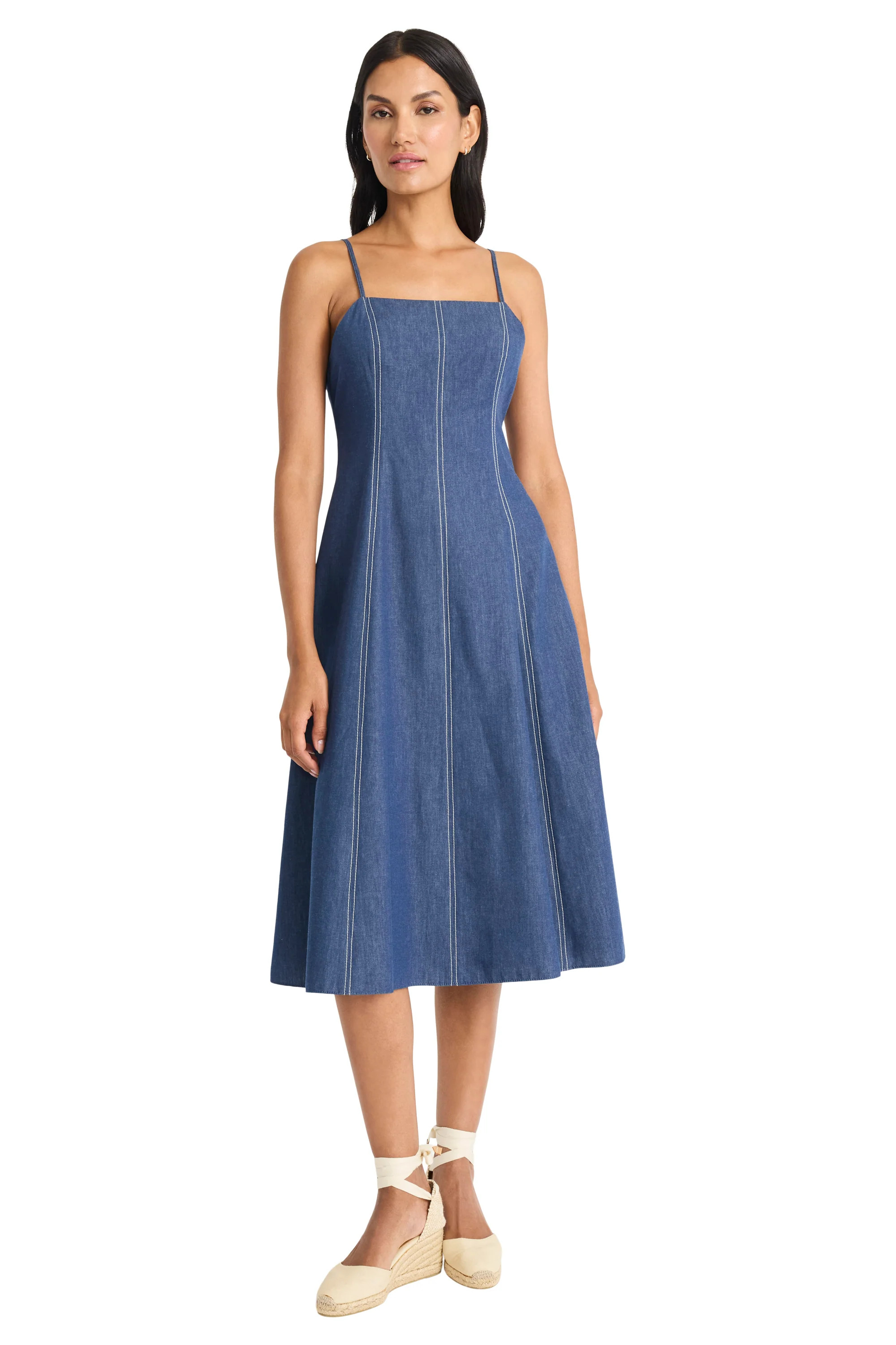 Keri Spaghetti Strap Midi in Denim - FINAL SALE | Maggy London