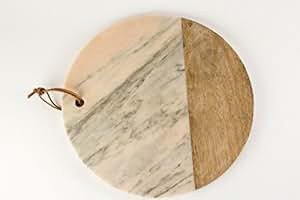 Creative Co-op DA6156 Pink Marble and Mango Wood Cheese Board, Small, Multicolor | Amazon (US)