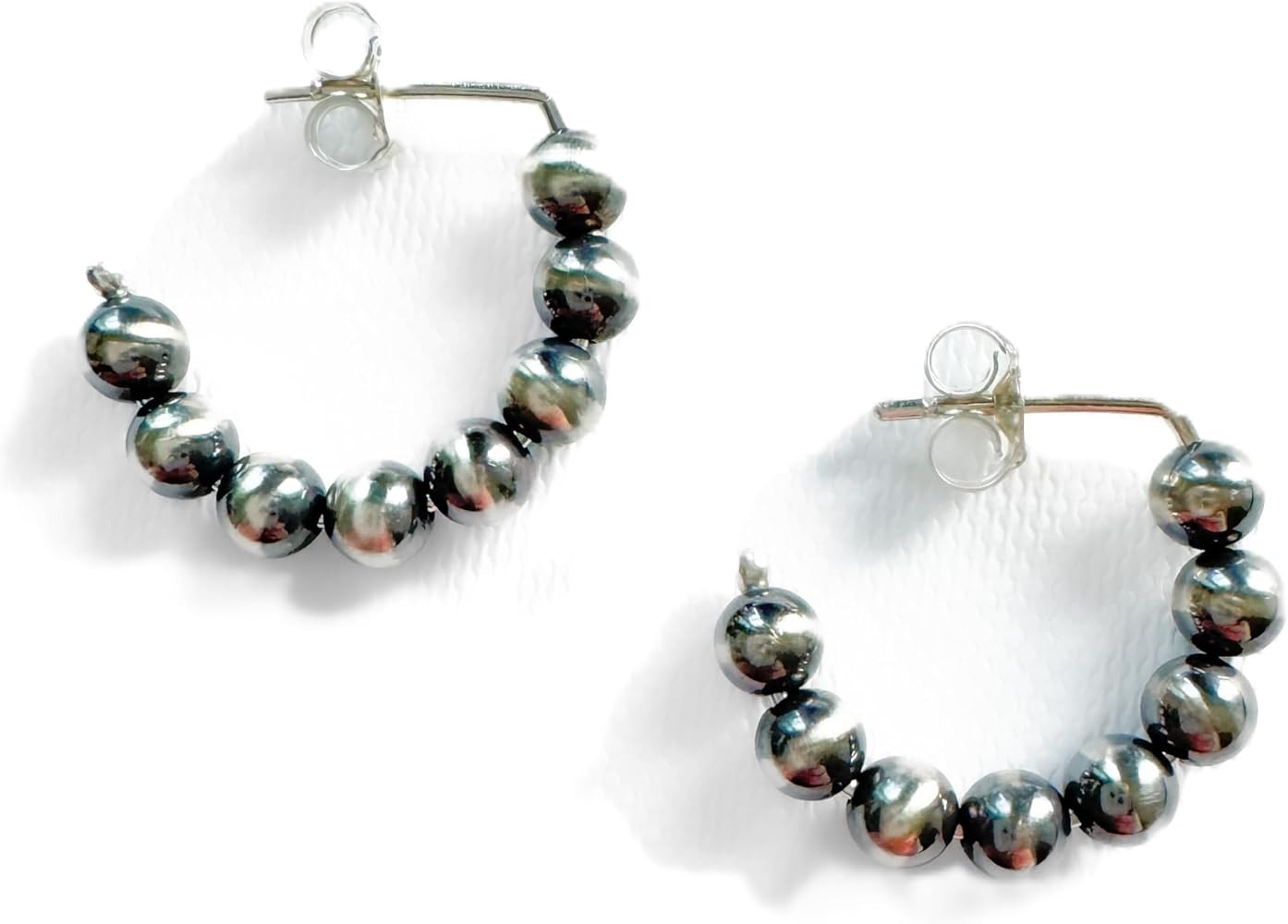 Small Sterling Silver Navajo Pearl Style Hoop Earrings for Women Beaded Western Jewelry Handmade ... | Amazon (US)
