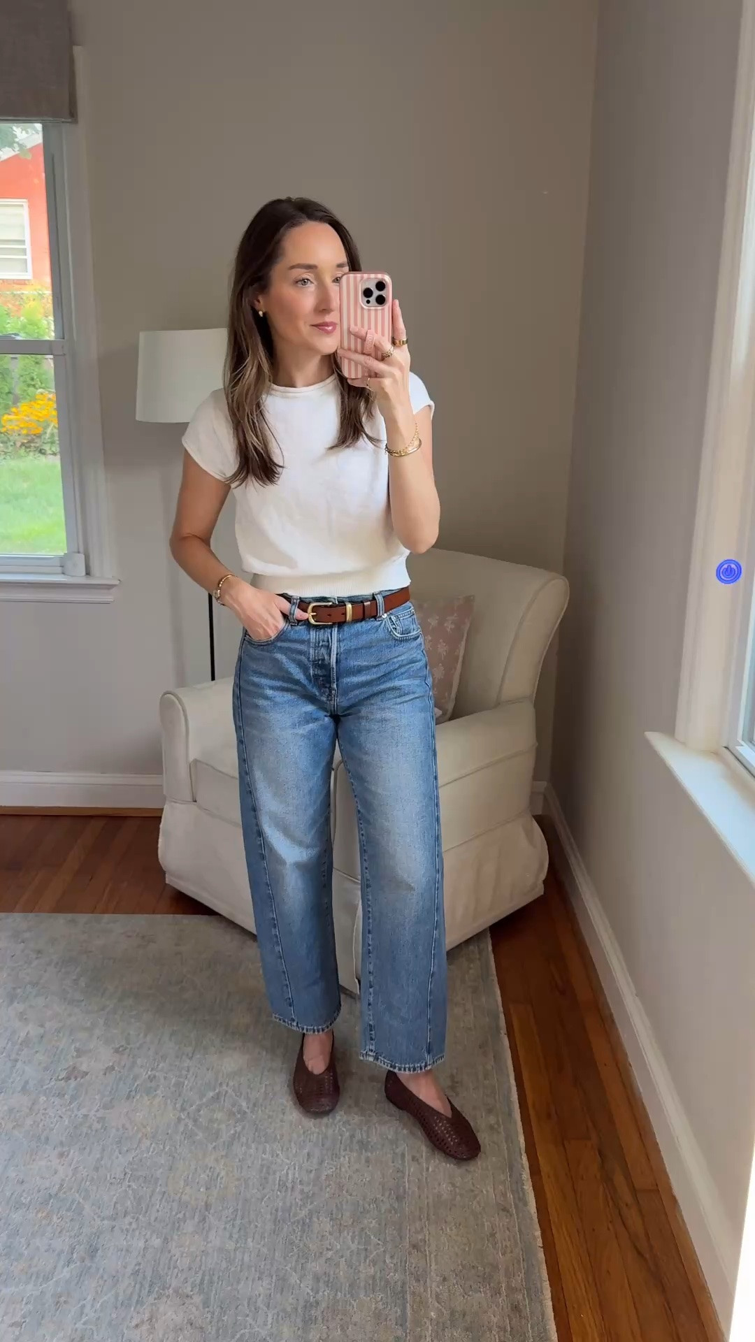 Use code LTK20 for 20% off Madewell right now! Wearing a small top and size 26 jeans.