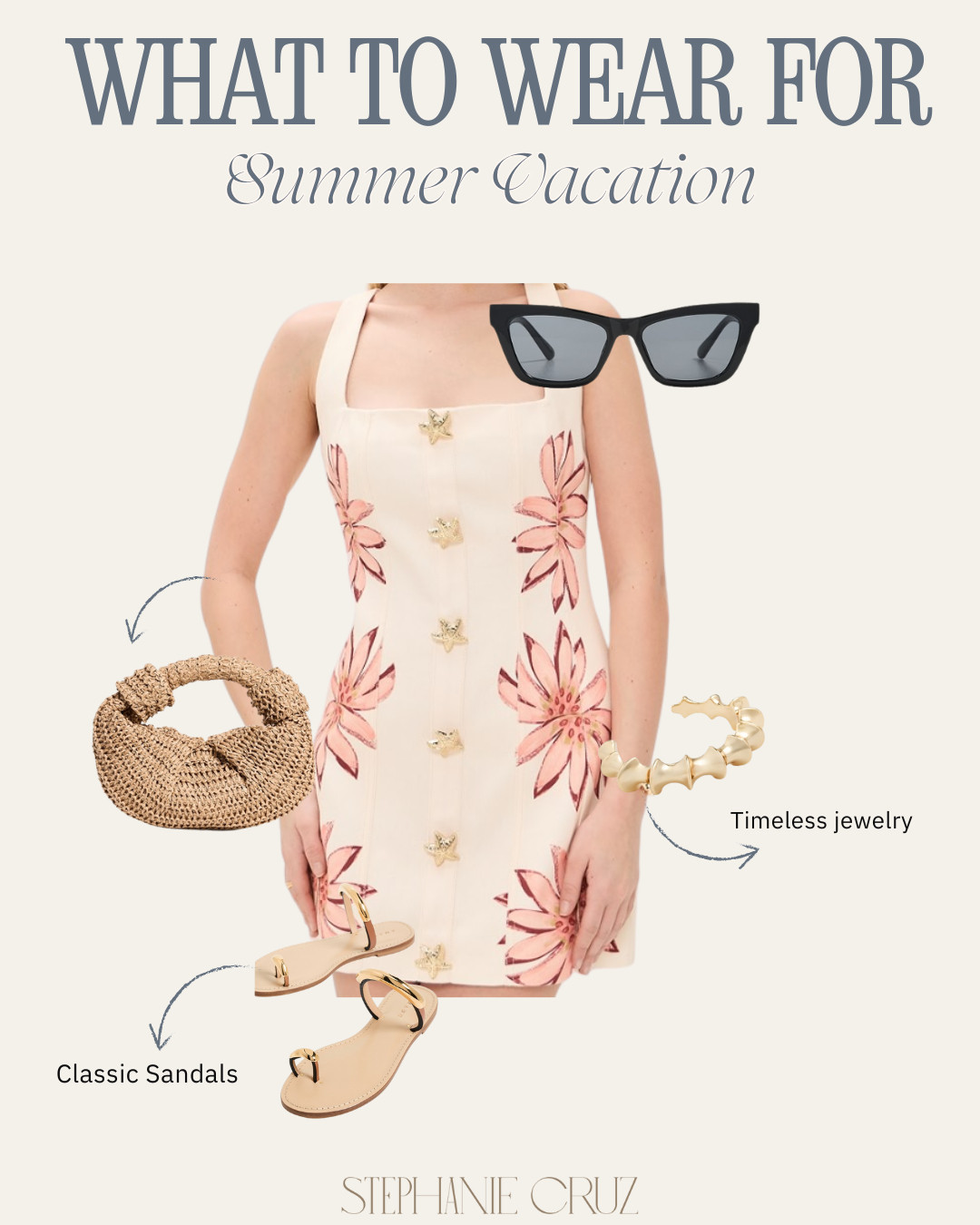 What to wear for a summer vacation: a feminine dress paired with classic sandals and timeless accessories for an effortless warm-weather look 🌸

#resortwear #summerstyle #femininefashion #vacationlook 

 #LTKgrwm #LTKootd #LTKTravel
