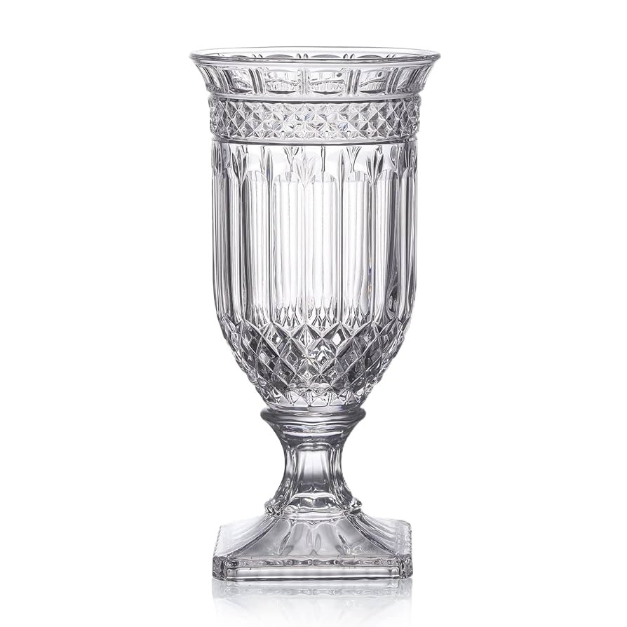 Joeyan 13" Glass Urn Vase,Tall Centerpiece with Ripple Diamond Pattern,Thickened Vase for Home, W... | Amazon (US)