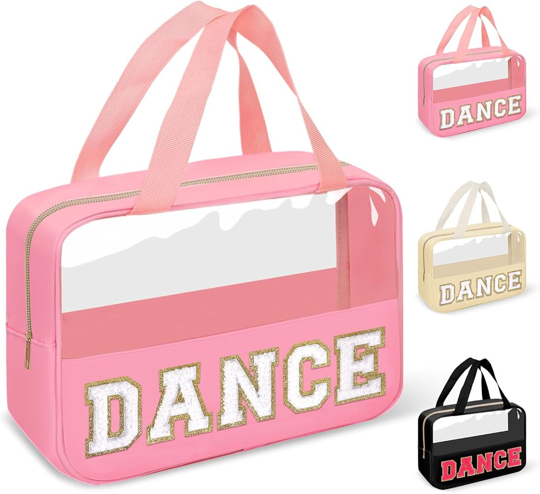 Dance Bag for Girls Chenille Letter Clear Makeup DANCE Stuff Shoe Bag,Toddler Dance Recital Gifts... | Amazon (US)