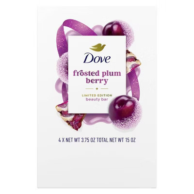 Dove Beauty Limited Edition Holiday Treat Bar Soaps - Frosted Plum Berry - 15oz/4pk | Target