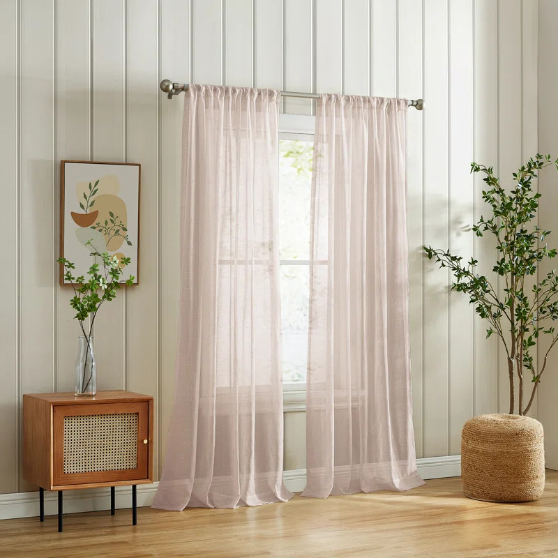 Devasya Linen Solid Sheer Rod Pocket Curtain Panel | Wayfair North America