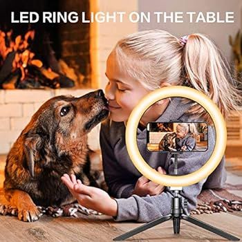 10" Selfie Ring Light with Tripod Stand & Phone Holder, GPEESTRAC Desk Beauty Circle LED Ringligh... | Amazon (US)