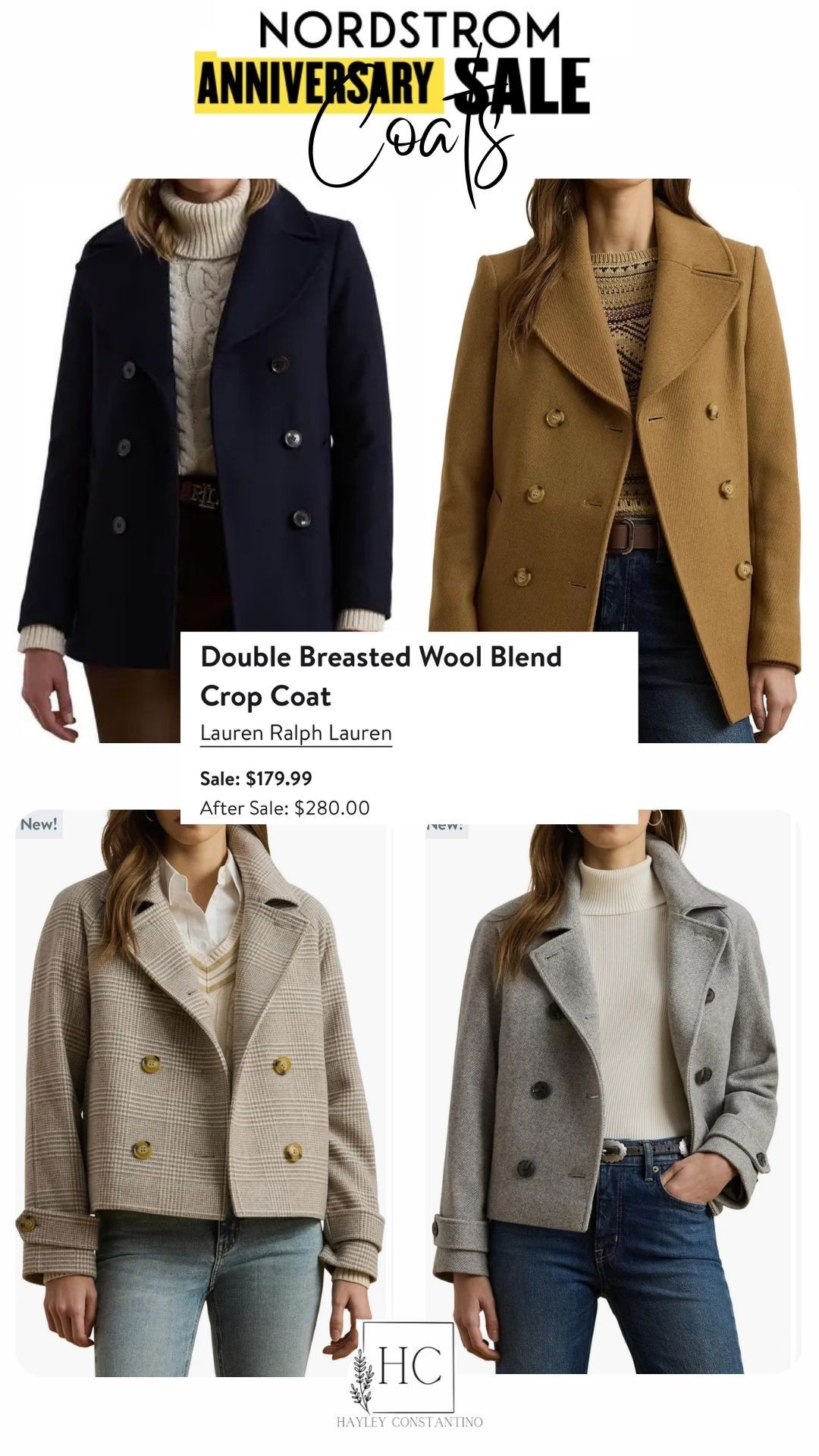 Double breasted wool blend pea coats
Ralph Lauren
Fall coats
Preppy Style

#LTKWorkwear #LTKSaleAlert #LTKOver40