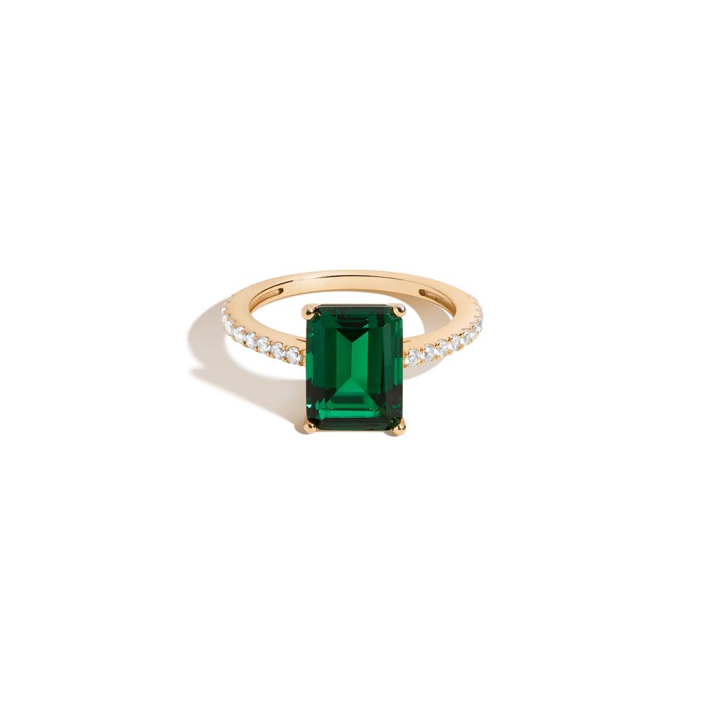 Emerald Solitaire Pavé Ring | AUrate New York