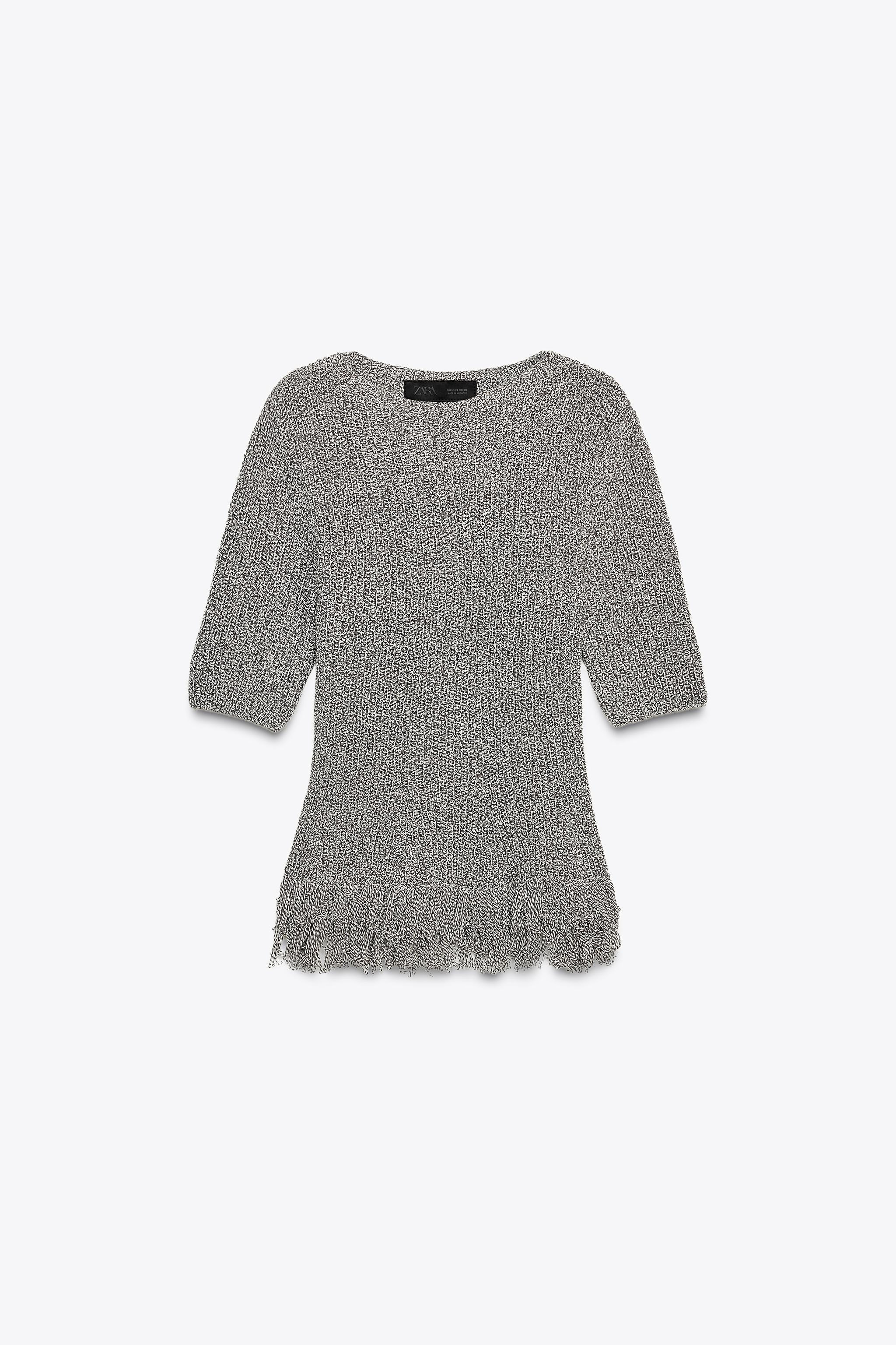 FITTED FRINGED KNIT TOP | Zara US