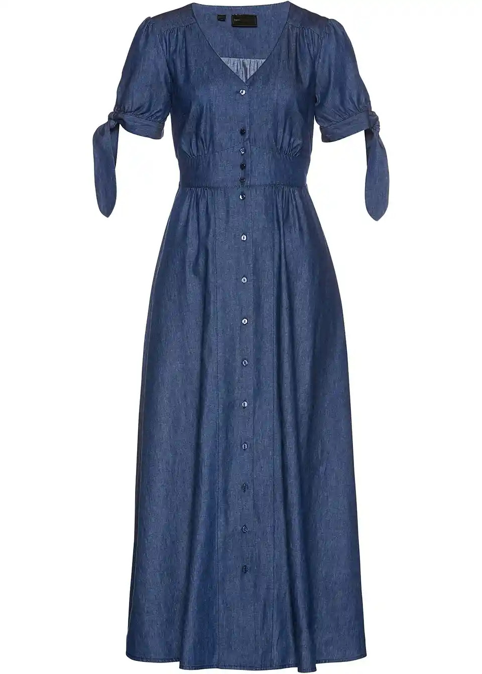 Sommerliches Jeanskleid mit Knoten an den \u00c4rmeln - blau, Regul\u00e4r | Bonprix DE