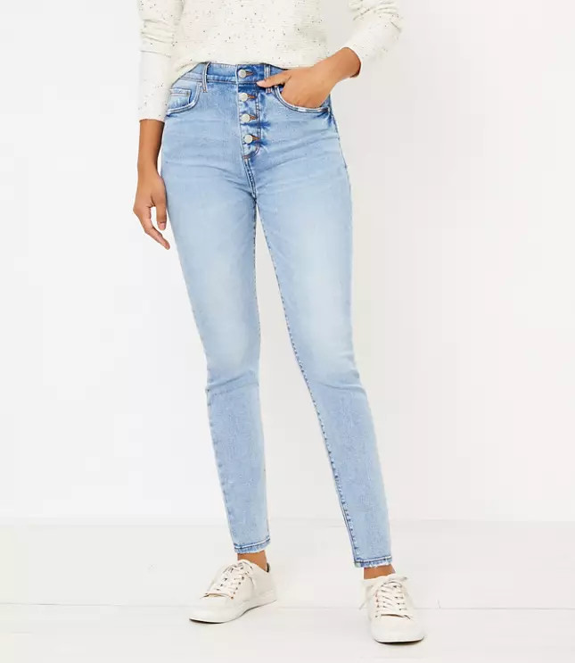 High Rise Skinny Jeans in Authentic Light Indigo Wash | LOFT