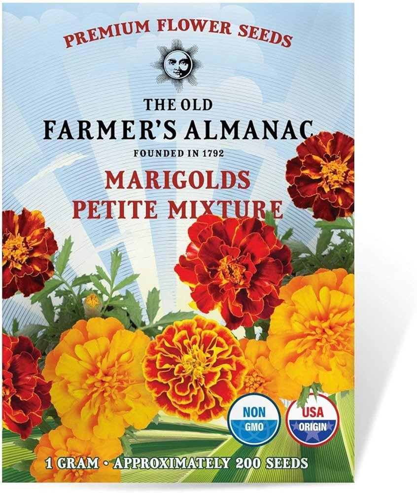 The Old Farmer's Almanac Marigold Seeds (Petite Mixture) - Approx 200 Flower Seeds - Premium Non-... | Amazon (US)