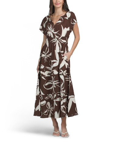 Linen Blend Raglan Maxi Dress | TJ Maxx