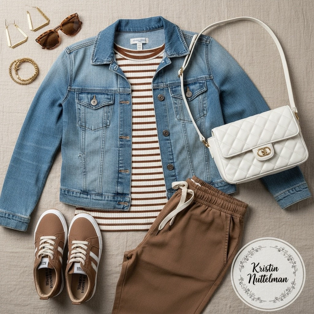 cozy travel outfit 

Stripes and denim are a CLASSIC combo! 🤎

This light wash denim jacket paired with a brown and white striped tee is giving timeless, effortless style. Add brown joggers, brown and white sneakers, and that gorgeous white quilted crossbody bag, and you've got an outfit that works for literally any occasion!

I love how versatile this look is—it's perfect for running errands, casual hangouts, or just feeling put-together without trying too hard. The brown and white color palette is so sophisticated yet budget-friendly. Gold accessories complete the look perfectly!

Comment SHOP below to get all the links! Don't snooze on this timeless combo.

Hashtags:
#LTKFindsUnder50 #DenimJacket #StripedTee #BudgetFashion #OutfitInspo #StyleOnABudget #CasualChic #FashionFinder #LTKFashion #ShopPeopleYouTrust #NebraskaCreator #AffordableStyle

#LTKootd #LTKActive #LTKTravel