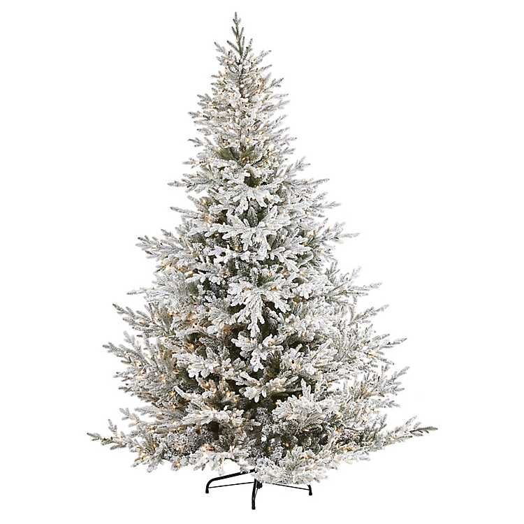 8 ft. Warm Lit Flocked Fraser Fir Christmas Tree | Kirkland's Home