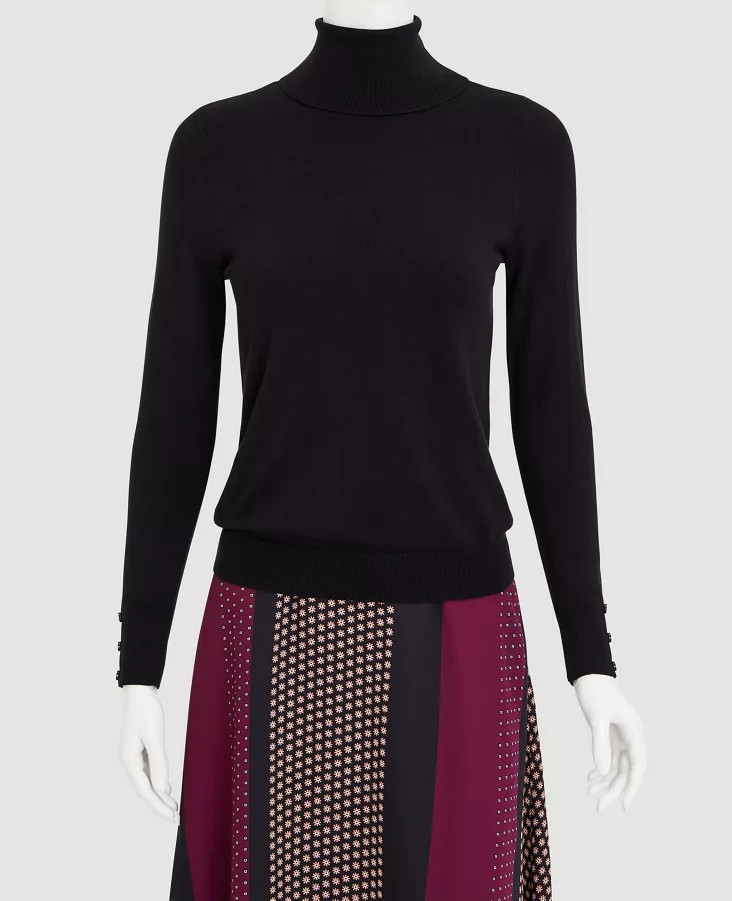 PETITE BUTTON CUFF TURTLENECK SWEATER | Ann Taylor Factory