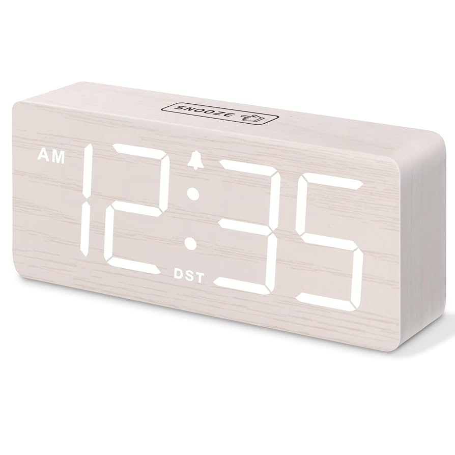 DreamSky Wooden Digital Alarm Clock for Bedroom - Desk Clock for Living Room with Large Numbers, ... | Amazon (US)