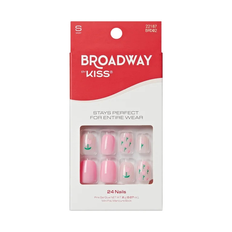Broadway by KISS Press On Nails, ‘Silhouette’, Pink, Short Squoval, 28 Count | Walmart (US)