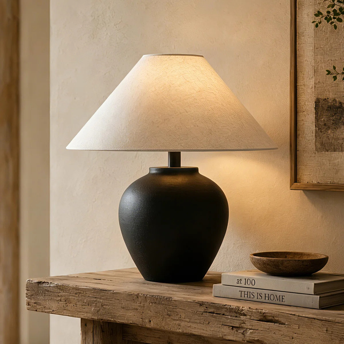 Off-White Ceramic Table Lamp With Free Bulb Included, Farmhouse Bedside Lamp With Linen Shade, Neutral Rustic Table Lamp For Bedroom Living Room Night | Wayfair North America