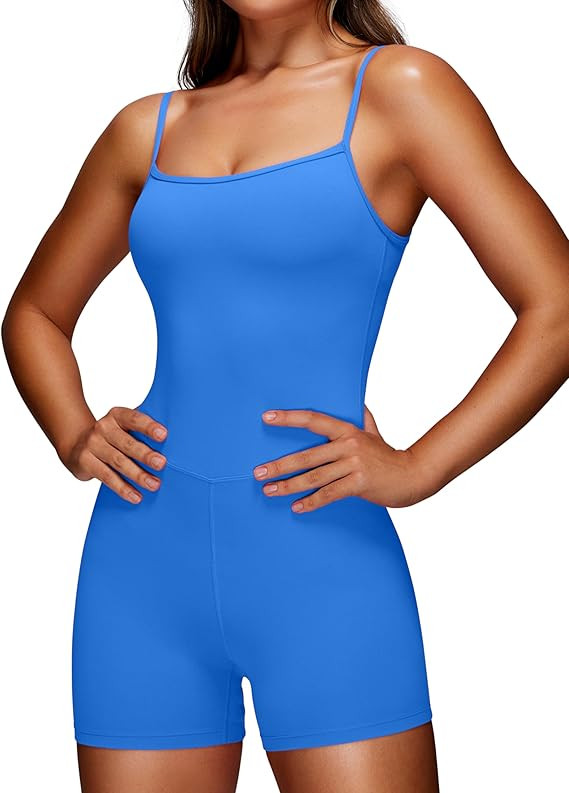CRZ YOGA Butterluxe Athletic Rompers for Women Adjustable Strap Padded Workout Shorts Jumpsuits O... | Amazon (US)