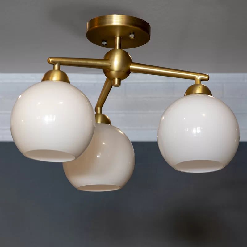 Eveleth 3 - Light 16'' Chandelier Style Globe Semi Flush Mount | Wayfair North America