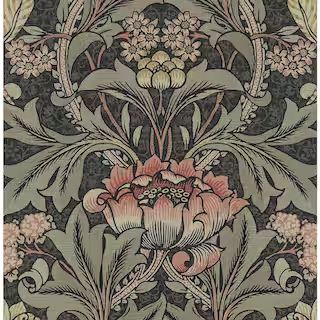 30.75 sq. ft. Charcoal and Rosewood Acanthus Floral Vinyl Peel and Stick Wallpaper Roll | The Home Depot