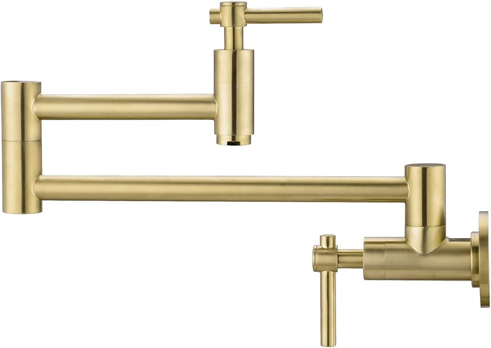 BZOOSIU Pot Filler Faucet Wall Mount, Double Joint Swing Arms Solid Brass Folding Faucet, Single ... | Amazon (US)