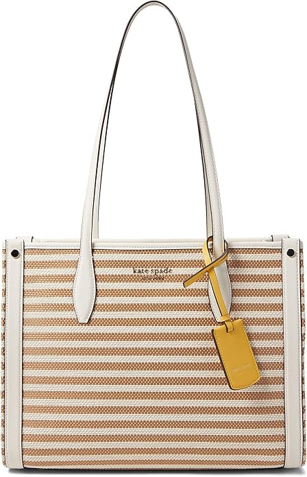Kate Spade New York Market Striped Fabric Medium Tote Parchment Multi One Size | Amazon (US)