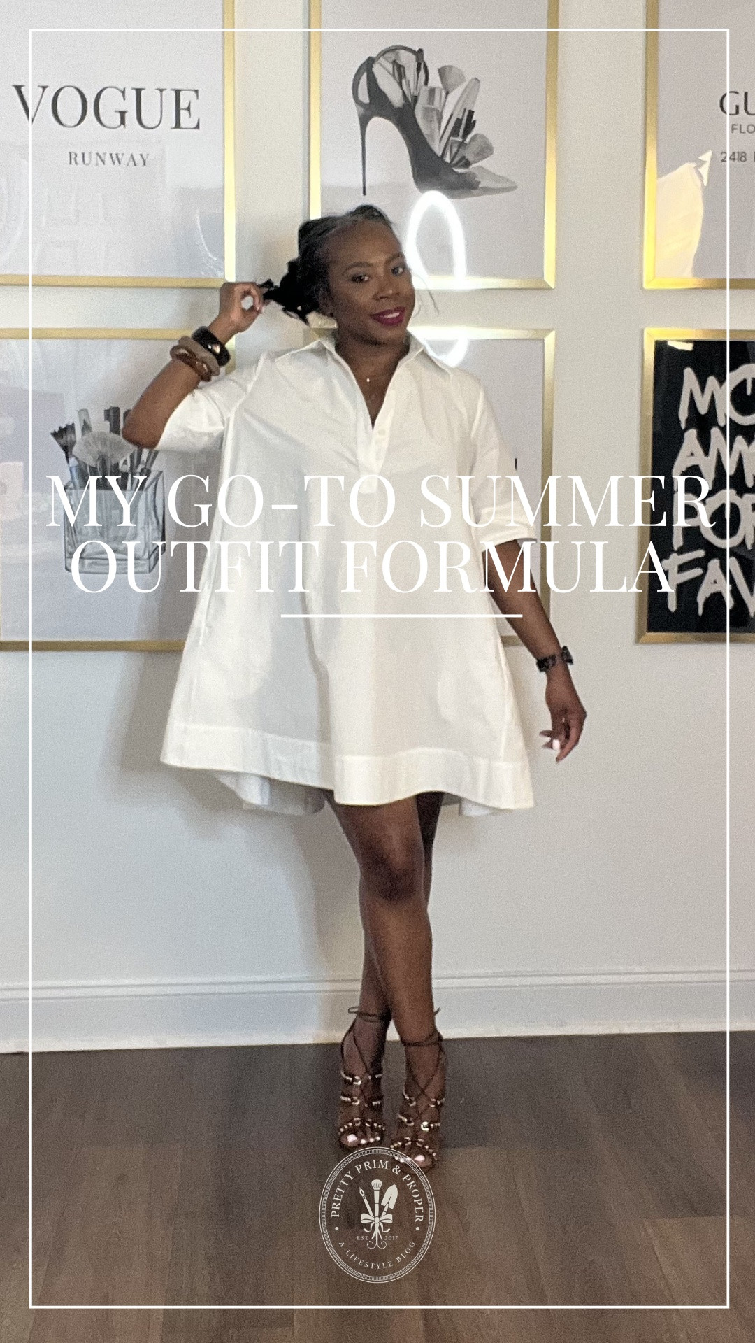 White shirt dresses are one of my favorite summer staples because they always look refined with minimal effort. I paired this one with cognac sandals, gold accessories, and a bold pink lip for a look that feels classic with a little personality. 🤍✨

The messy ponytail keeps it relaxed and wearable for everyday summer style.

#LTKOver40 #LTKWorkwear