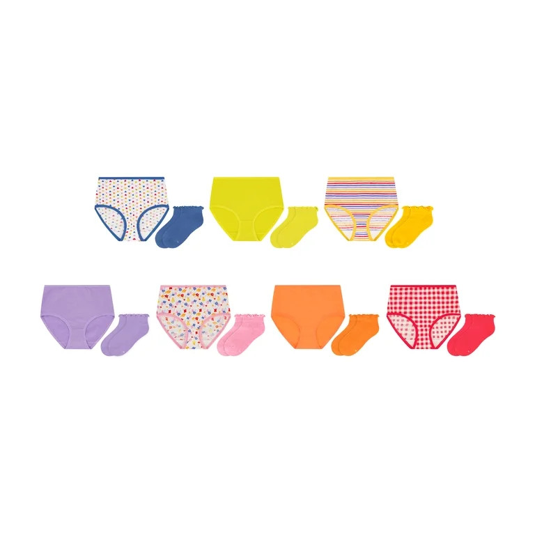 Wonder Nation Girls Cotton Underwear & Socks Bundle, 14-Pack, Sizes 4-16 | Walmart (US)