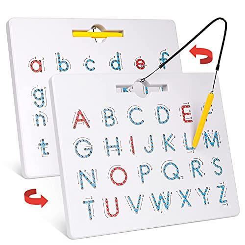 GAMENOTE Double Sided Magnetic Letter Board - 2 in 1 Alphabet Magnets Tracing Board for Toddlers ... | Amazon (US)