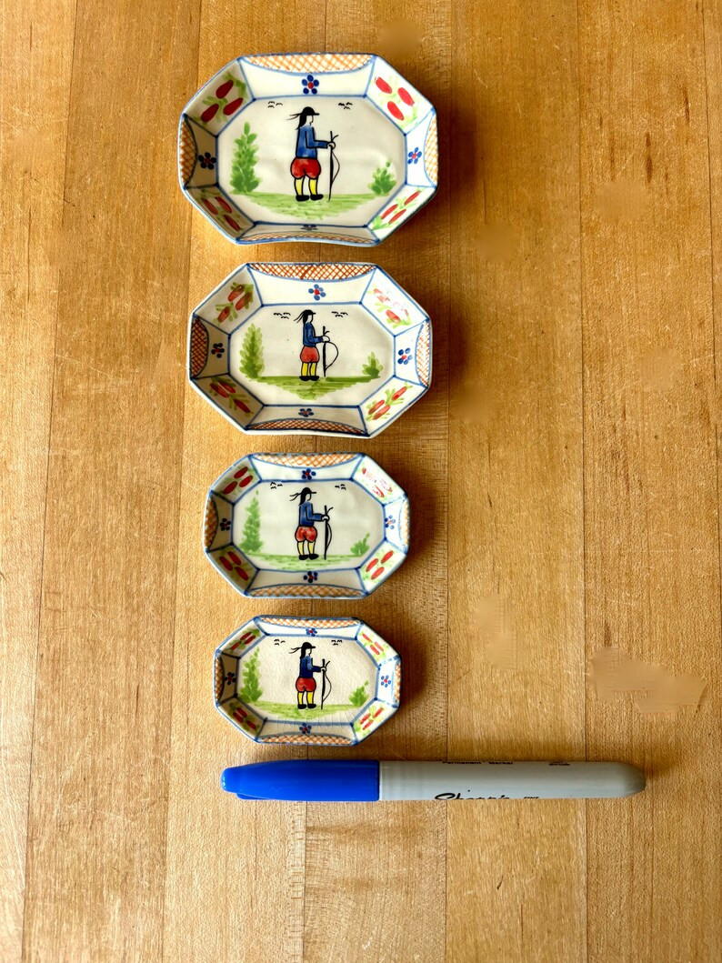 Rare Henriot Quimper Miniature Decorative Graduated Set of Four Octagon Shaped Plates - Etsy | Etsy (US)