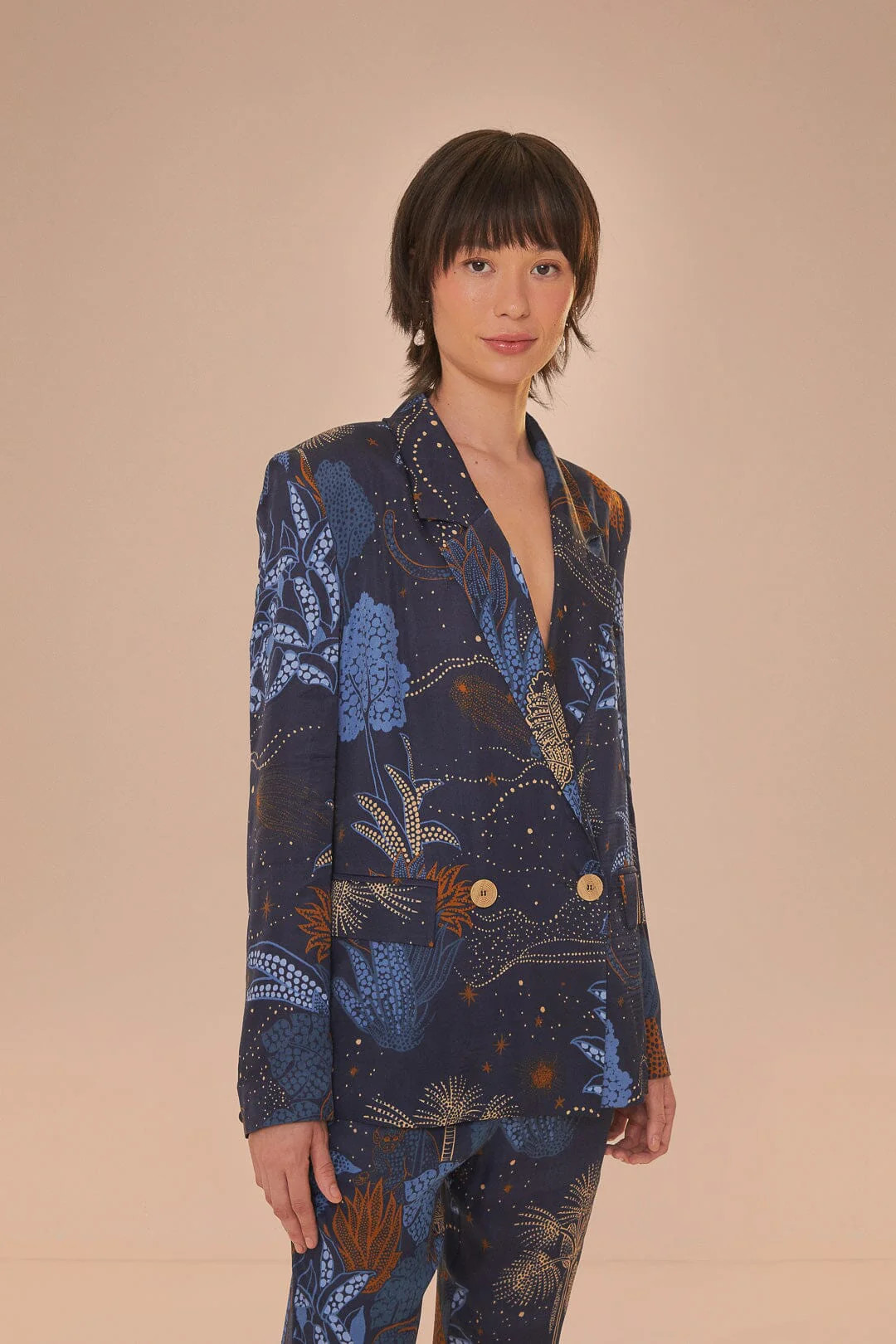 Navy Blue Night Jungle Blazer | FarmRio (US)