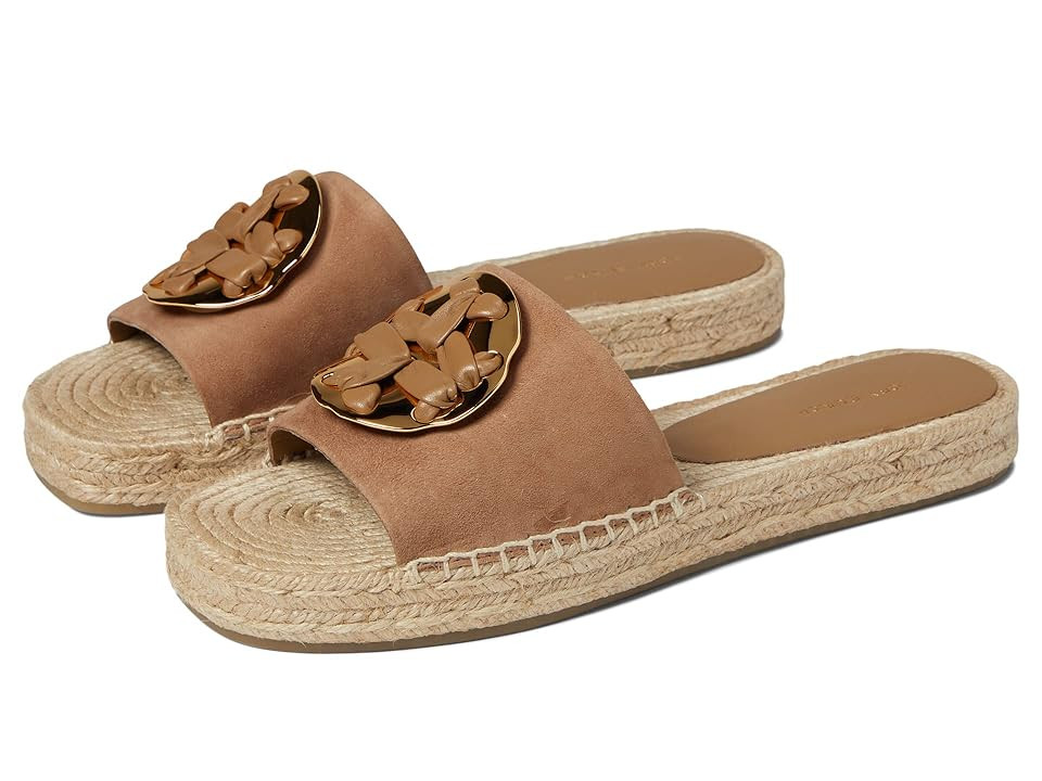 Tory Burch Woven Double T Espadrille Slide (Almond Flour) Women's Shoes | Zappos