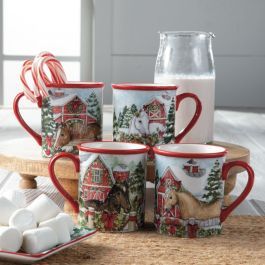 Homestead Christmas Mug Set of 4 | Rod's Western Palace/ Country Grace