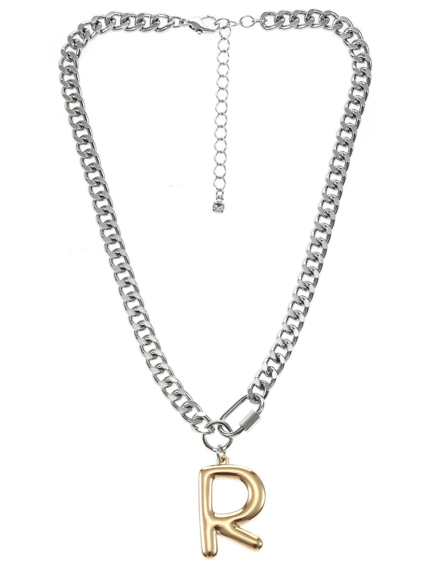 No Boundaries Mixed Metal Initial Bubble Letter R Necklace, 1-Piece, Women’s | Walmart (US)
