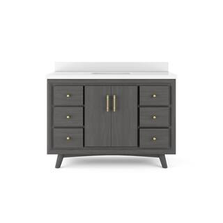 Thomasville Preston 48 in. W x 20 in. D Bath Vanity in Antique Grey with Quartz Stone Vanity Top ... | The Home Depot