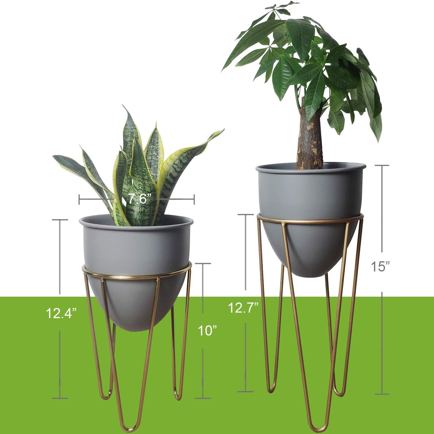 magarz Mid-Century Modern Flowerpot with Plant Stand 2 Packs Planter with Holder for Indoor Plant... | Amazon (US)