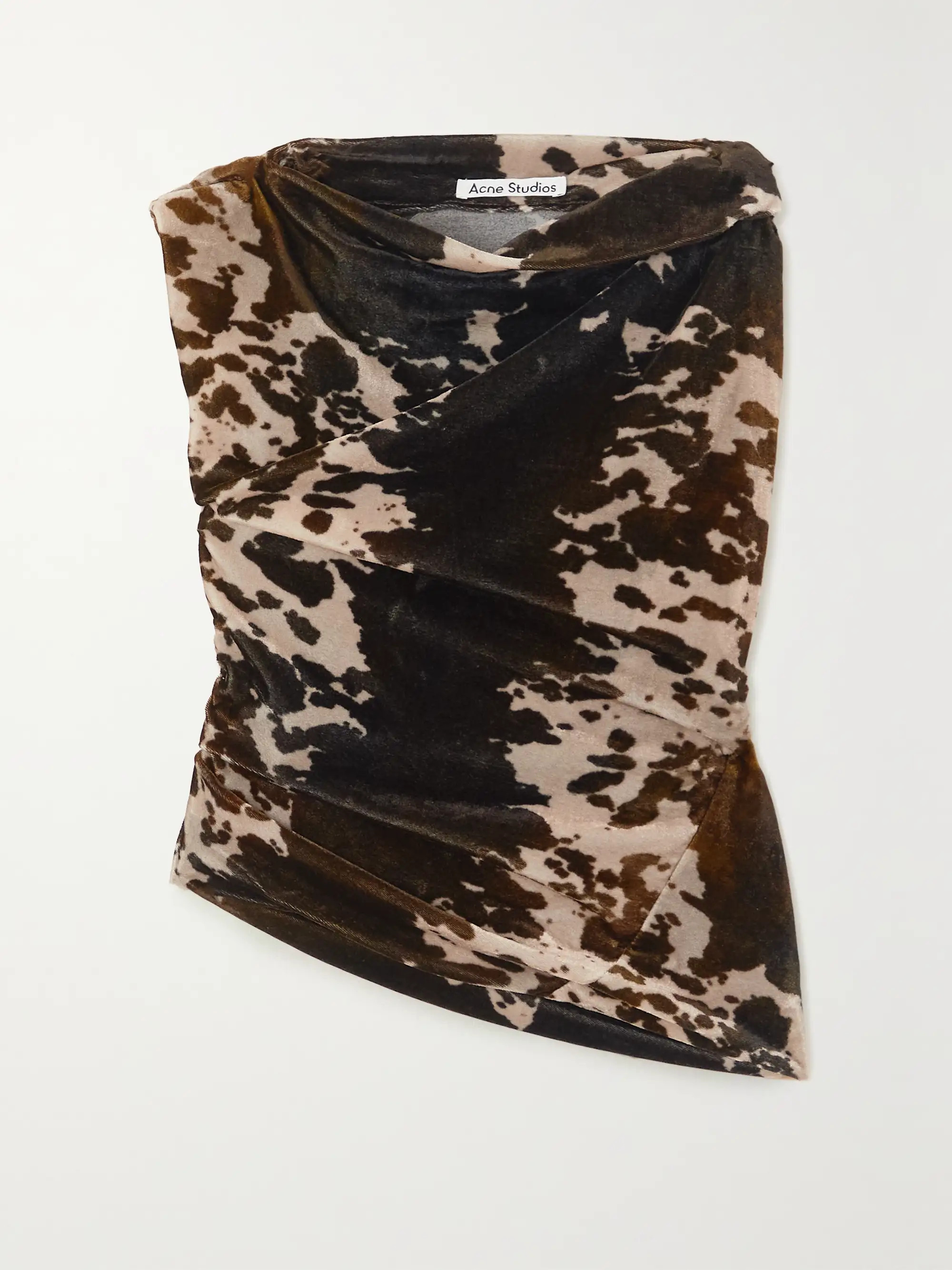 Draped cow-print velvet top | NET-A-PORTER (US)
