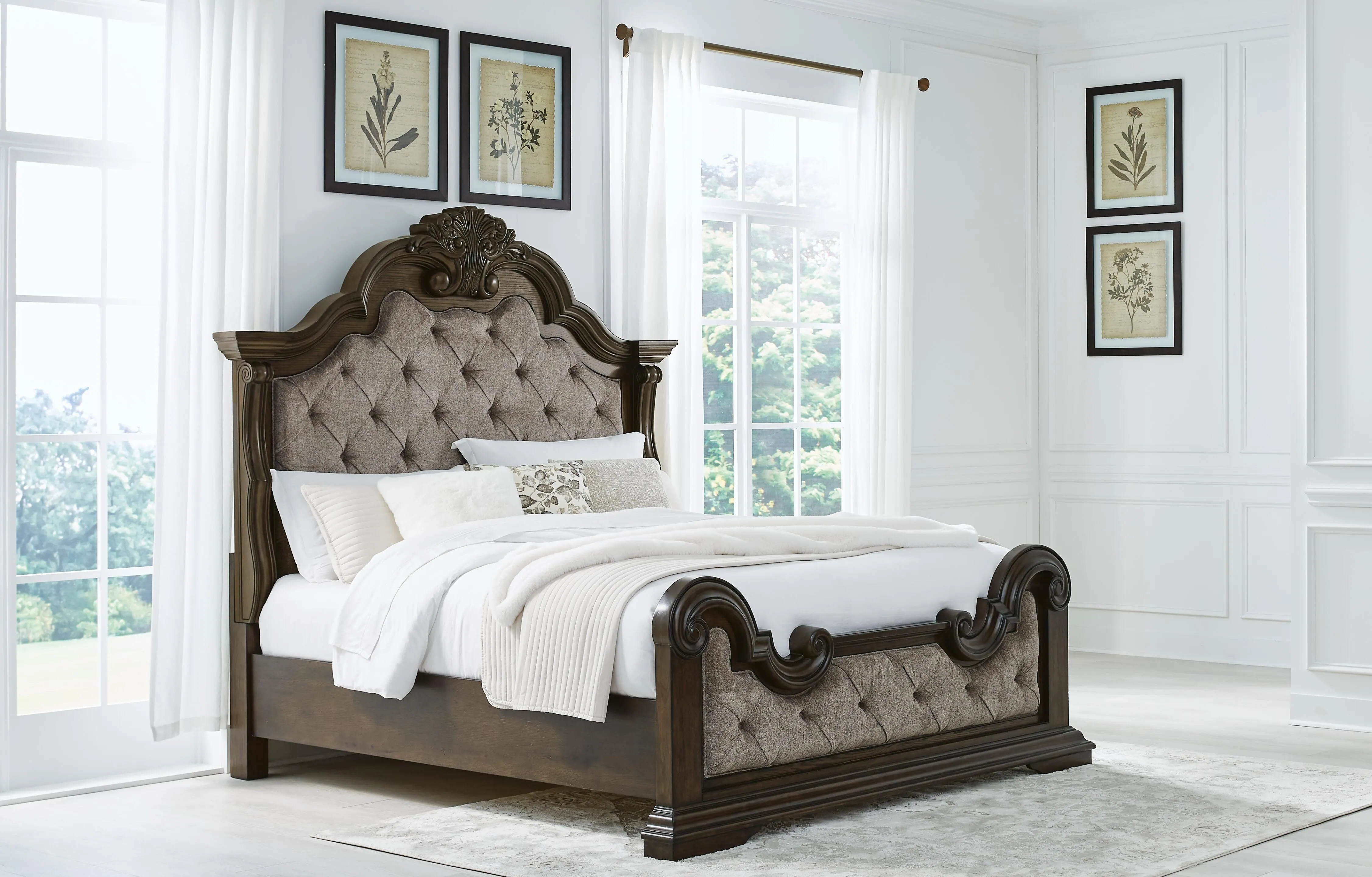 Maylee California King Upholstered Bed, Dark Brown | Ashley