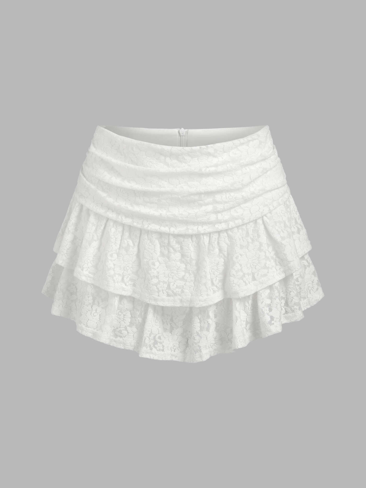 Ruched Floral Lace Layered Mini Skort | Cider