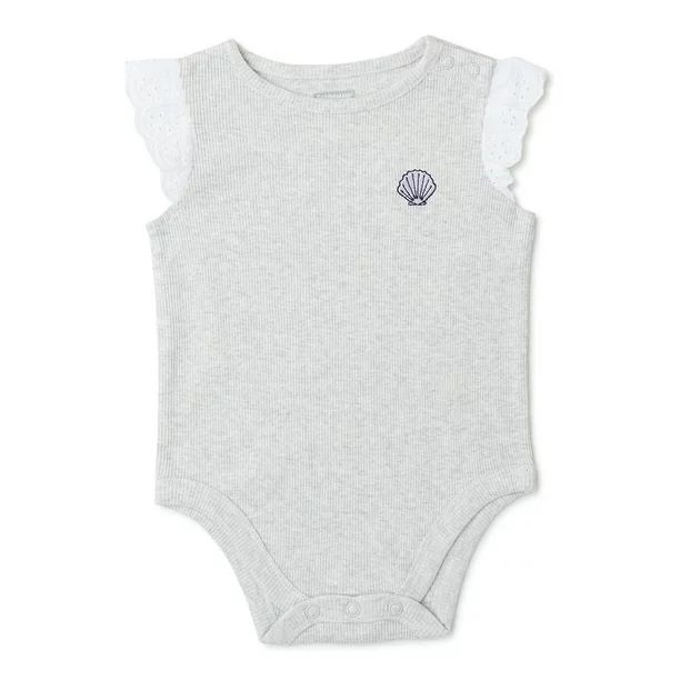 Garanimals Baby Girls' Solid Bodysuit with Eyelet Ruffle Sleeves, Sizes 0-24 Months | Walmart (US)