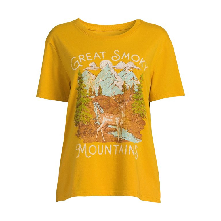 Time and Tru Women's Smoky Mountains Graphic Tee with Short Sleeves, Sizes S-3XL - Walmart.com | Walmart (US)