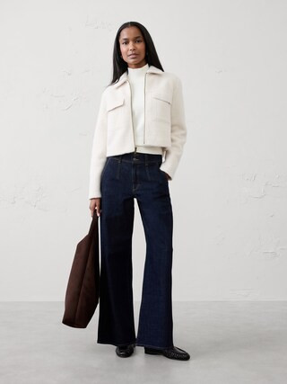Wide-Leg High-Rise Darted Trouser Jean | Banana Republic Factory