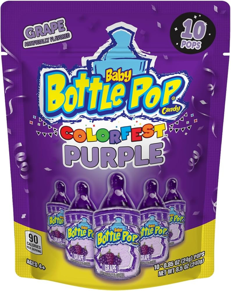 Baby Bottle Pop Colorfest Individually Wrapped Purple Party Pack – 10 Purple Grape Lollipops w/... | Amazon (US)